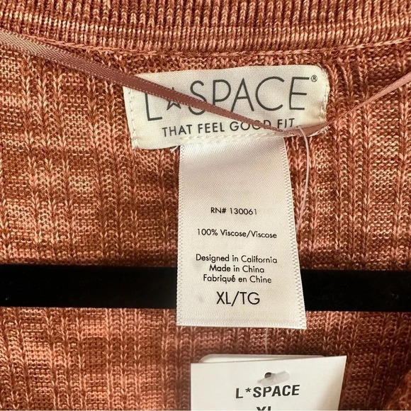 L Space Aria Dress V-Neck Long Sleeve Rust Sweater Dress with Collar Sz XL NWT - Picture 5 of 9
